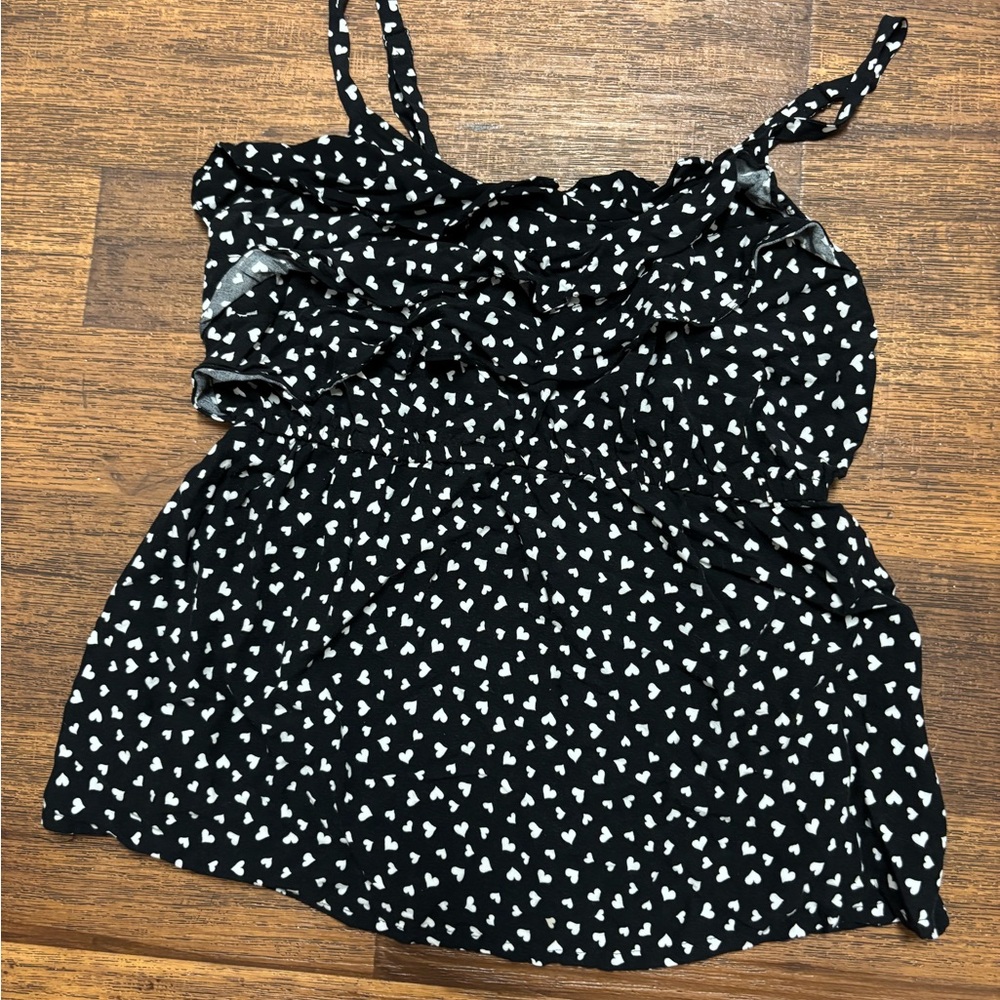 Torrid Black and White Heart Print Top